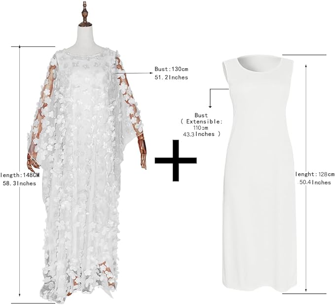 Vestido de gasa con apliques para mujer, cuello barco, talla única - Imagen 3