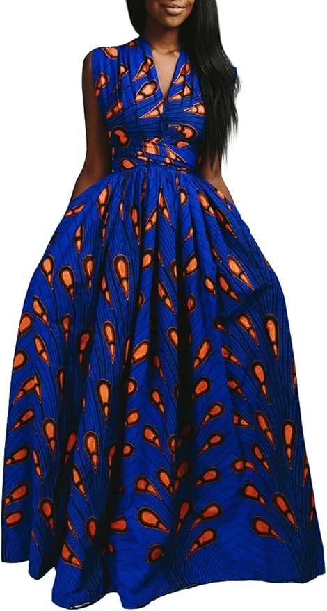 Mujer Vestido Africano Floral Falda Multifuncional Fiestas Elegante Larga